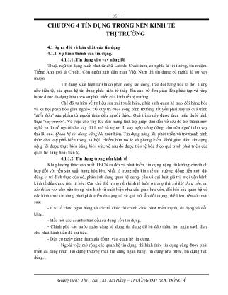 Giáo trình Lý thuyết tài chính - Chương 4: Tín dụng trong nền kinh tế thị trường - Trần Thị Thái Hằng