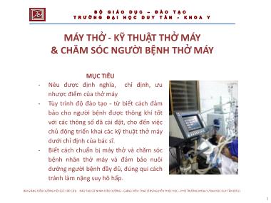 Giáo trình Máy thở-Kĩ thuật thở máy và chăm sóc người bệnh thở máy