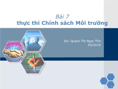 Giáo trình Môi trường - Bài 57: Thực thi chính sách môi trường - Quách Thị Ngọc Thơ