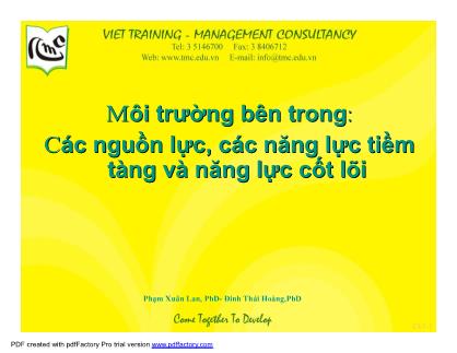 Giáo trình Môi trường bên trong Các nguồn lực, các năng lực tiềm tàng và năng lực cốt lõi