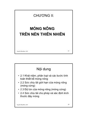 Giáo trình Nền móng - Chương 2: Móng nông trên nền thiên nhiên - Nguyễn Hồng Nam