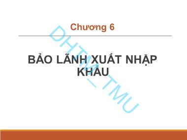 Giáo trình Ngân hàng Chứng khoán - Chương 6: Bảo lãnh xuất nhập khẩu