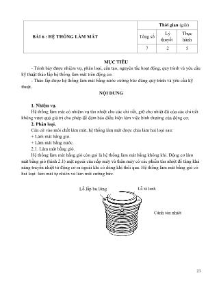 Giáo trình Nghề công nghệ ô tô - Bài 6: Hệ thống làm mát