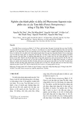 Giáo trình Nghiên cứu thành phần và điều chế Phytosome Saponin toàn phần của củ cây Tam thất (Panax Notoginseng ) trồng ở Tây Bắc Việt Nam - Nguyễn Thị Thúy