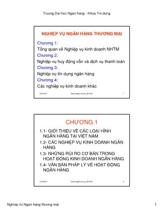 Giáo trình Nghiệp vụ kinh doanh - Chương 1: Tổng quan về Nghiệp vụ kinh doanh NHTM