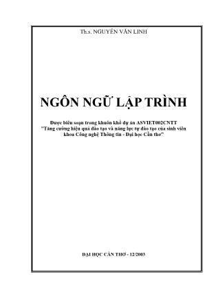 Giáo trình Ngôn ngữ Lập trình - Nguyễn Văn Linh