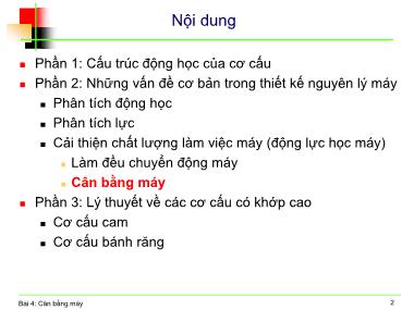 Giáo trình Nguyên lí máy - Bài 4: Cân bằng máy