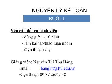 Giáo trình Nguyên Lý Kế toán - Chương 1: Bản chất và đối tượng Kế toán