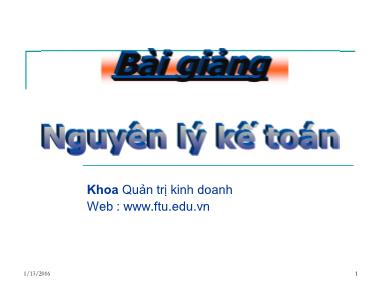 Giáo trình Nguyên lý Kế toán - Chương 1: Bản chất và đối tượng của kế toán