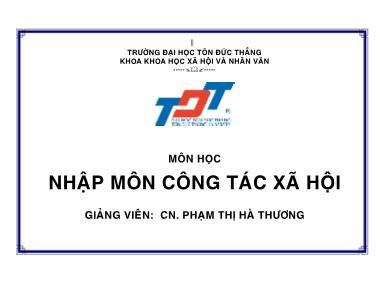 Giáo trình Nhập môn Công tác xã hội - Phạm Thị Hà Thương