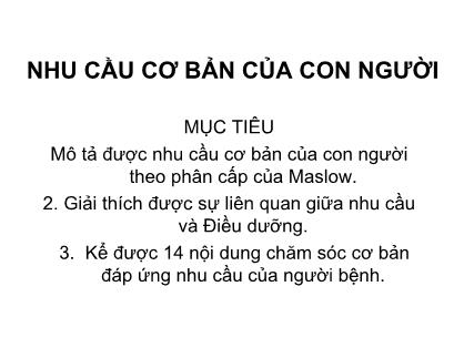 Giáo trình Nhu cầu cơ bản của con người