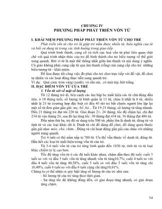 Giáo trình Phương pháp phát triển ngôn ngữ cho trẻ - Chương IV: Phương pháp phát triển vốn từ - Trần Thị Hoàng Yến