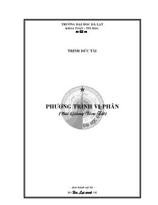 Giáo trình Phương trình vi phân - Trịnh Đức Tài