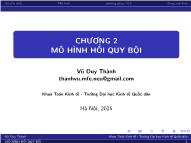 Giáo trình Quản lí học - Chương 2: Mô hình hồi quy bội - Vũ Duy Thành