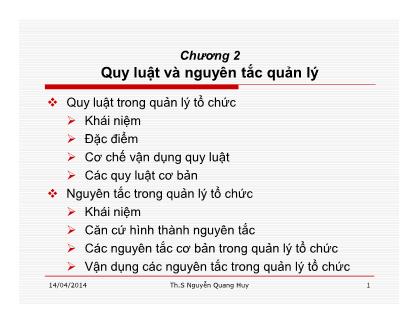 Giáo trình Quản lí học - Chương 2: Quản luật và nguyên tắc quản lí - Nguyễn Quang Huy