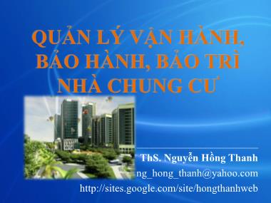 Giáo trình quản lí vận hành bảo hành, bảo trì nhà chung cư