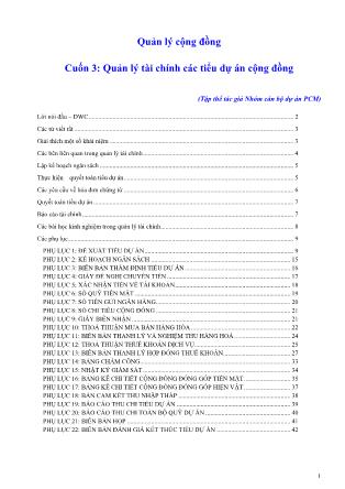 Giáo trình Quản lý cộng đồng - Cuốn 3: Quản lí tài chính các tiểu dự án cộng đồng