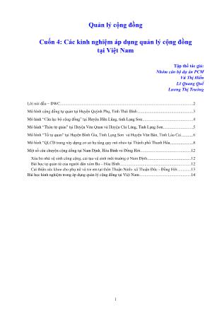 Giáo trình Quản lý cộng đồng - Cuốn 4: Các kinh nghiệm áp dụng quản lí cộng đồng tại Việt Nam
