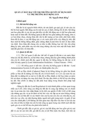 Giáo trình Quản lý đất đai với thị trường quyền sử dụng đất và thị trường bất động sản - Nguyễn Đình Bồng