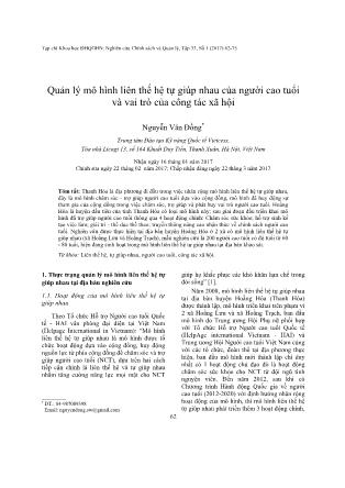 Giáo trình Quản lý mô hình liên thế hệ tự giúp nhau của gười cao tuổi và vai trò của công tác xã hội - Nguyễn Văn Đồng