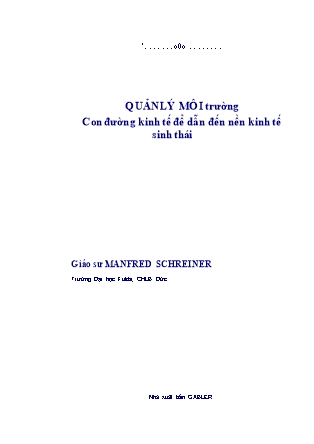 Giáo trình Quản lý môi trường con đường kinh tế để dẫn đến nền kinh tế sinh thái