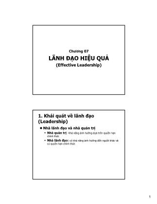 Giáo trình Quản trị - Bài 7: Lãnh đạo hiệu quả - Ngô Quý Nhâm