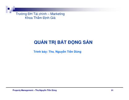 Giáo trình Quản trị bất động sản - Nguyễn Tiến Dũng