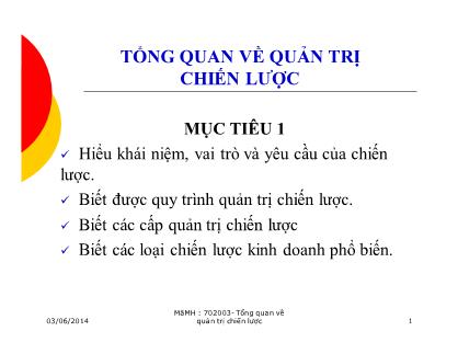 Giáo trình Quản trị chất lượng - Chương 0: Tổng quan về quản trị chiến lược