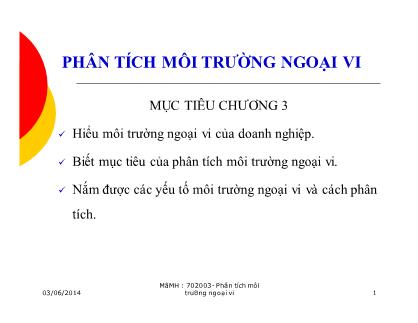 Giáo trình Quản trị chất lượng - Chương 3: Phân tích môi trường ngoại vi