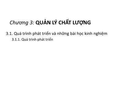 Giáo trình Quản trị chất lượng - Chương 3: Quản lí chất lượng