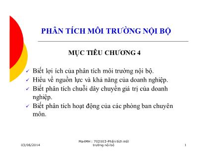 Giáo trình Quản trị chất lượng - Chương 4: Phân tích môi trường nội bộ