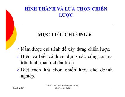 Giáo trình Quản trị chất lượng - Chương 6: Hình thành và lựa chọn chiến lược