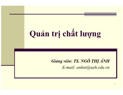 Giáo trình Quản trị chất lượng - Ngô Thị Ánh