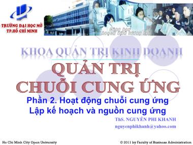 Giáo trình Quản trị chuỗi cung ứng - Phần 2: Hoạt động chuỗi cung ứng Lập kế hoạch và nguồn cung ứng - Nguyễn Phi Khanh