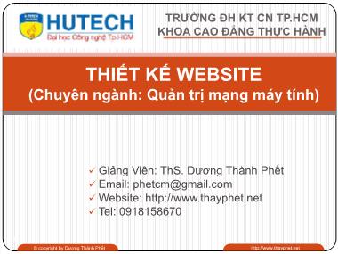 Giáo trình Quản trị mạng máy tính - Chương 0: Thiết kế website