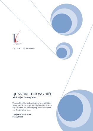 Giáo trình Quản trị thương hiệu - Chương 1: Khái niệm thương hiệu