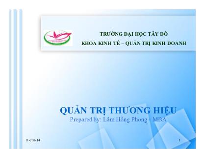 Giáo trình Quản trị Thương hiệu - Lâm Hồng Phong