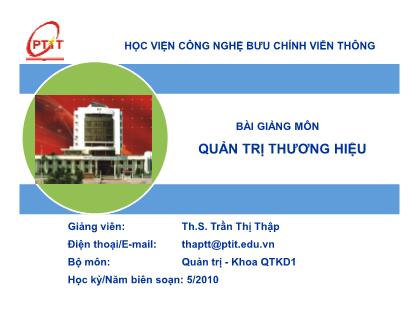 Giáo trình Quản trị Thương hiệu - Trần Thị Thập