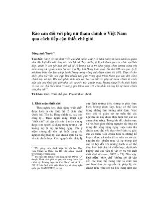 Giáo trình Rào cản đối với phụ nữ tham chính ở Việt Nam qua cách tiếp cận thiết chế giới