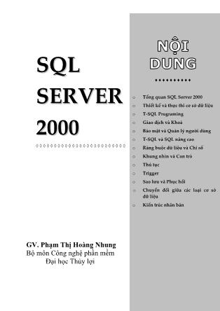 Giáo trình SQL Server 2000 - Phạm Thị Hoàng Nhung