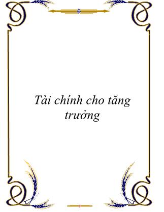 Giáo trình Tài chính cho tăng trưởng