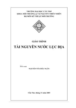 Giáo trình tài nguyên nước lục địa - Nguyễn Võ Châu Ngân