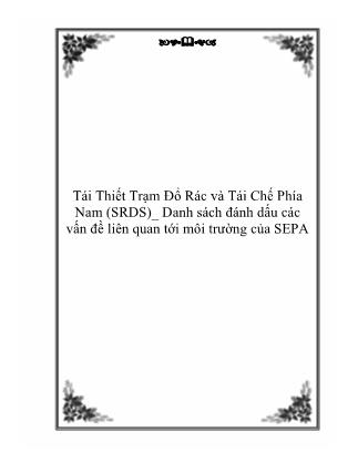 Giáo trình Tái Thiết Trạm Đổ Rác và Tái Chế Phía Nam (SRDS)- Danh sách đánh dấu các vấn đề liên quan tới môi trường của SEPA