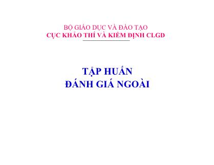 Giáo trình Tập huấn đánh giá ngoài