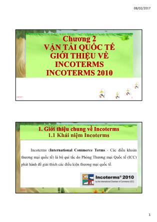 Giáo trình Thanh toán quốc tế - Chương 2: Vận tải quốc tế giới thiệu về incoterms incoterms 2010 - Huỳnh Minh Triết