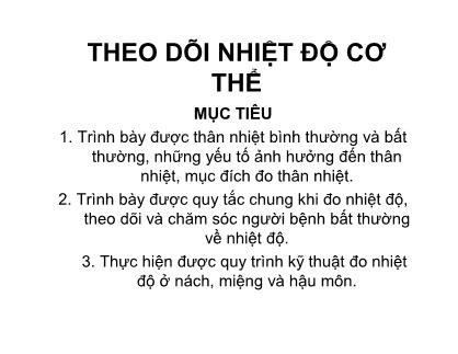 Giáo trình Theo dõi nhiệt độ cơ thể