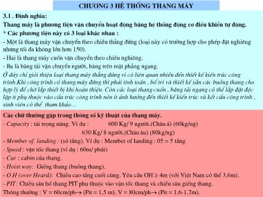 Giáo trình Thiết bị công trình - Chương 3: Hệ thống thang máy