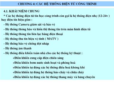 Giáo trình Thiết bị công trình - Chương 4: Các hệ thống điện tử công trình