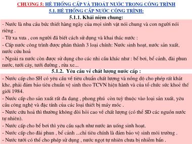 Giáo trình Thiết bị công trình - Chương 5: Hệ thống cấp và thoát nước trong công trình