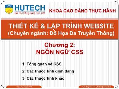 Giáo trình Thiết kế và lập trình Website - Chương 2: Ngôn ngữ CSS - Dương Thành Phết